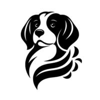 Vectorart portrait of a border collie, stylized in black and white with elegant flowing lines. vector