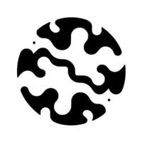 A circular, minimalist abstract art piece, using a black and white palette with organically shaped, amoebalike forms within a white background. vector