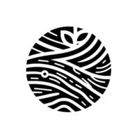Abstract black and white circular with stylized waves, leaves, and dot, creating a modern minimalistic aesthetic. vector