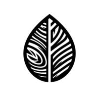 Bold black white leaf design symmetrical abstract botanical illustration, splitleaf form, minimalist aesthetics, geometric patterns. vector