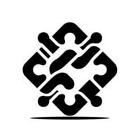 A symmetrical, abstract black and white with interlocking organic shapes, and a stylized, geometric form. vector