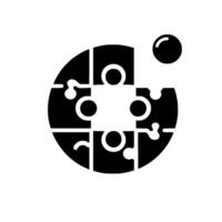 Simplified circular puzzle in black and white with detached orb abstract concept. vector