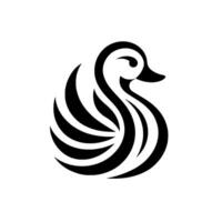 Abstract geometric duck logo simplistic black and white with bold curves and modern style on white background vector