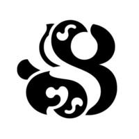 Abstract swirling glyph in black, white, and gray, creating an overlapping, decorative design. vector