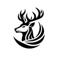 Silhouette of a majestic stag in profile, emphasizing antlers and graceful neck, curved design. vector