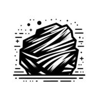 Abstract black and white stone illustration with geometric elements and dotted accents on white background. vector