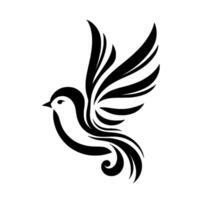 Elegant stylized black and white bird with wing and body details, set against a clean white background. vector