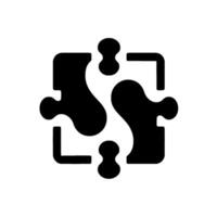 A simplified, abstract, monochrome image of a partially assembled jigsaw puzzle piece on a bright white background, minimalistic and symbolic. vector