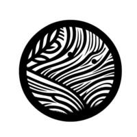 Stylized black white composition circular with leaf abstract organic patterns, suggesting nature and symbolic design. vector