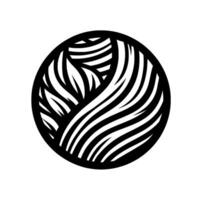 Circular black and white abstract with organic lines and leaflike shapes, minimalist style vector