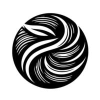 Abstract black and white swirl graphic, circular composition with line art and aesthetics on a white background. vector