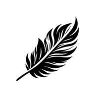 Bold black feather silhouette on white background artistic depiction of serenity and lightness, simplicity, and delicate design. vector