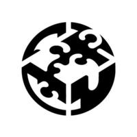 Abstract black and white geometric circular with interlocking shapes suggesting threedimensional form vector