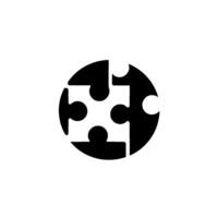 Minimalist design black jigsaw puzzle pieces forming a round shape against a stark white backdrop, evoking unity and problemsolving. vector