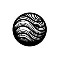 Abstract black and white sphere with flowing wavelike lines, illustrative design. vector