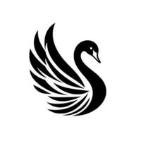 Elegant black swan silhouette with outspread wings on white background, a minimalist design. vector