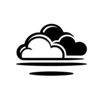 Monochromatic cloud logo black and white featuring two clouds, shadow effects, and a clean minimalist aesthetic. vector