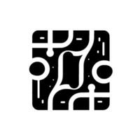 Abstract black and white square composition with intertwined elements, geometric shapes, and ornate lettering. vector