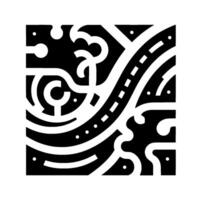 Geometric black and white pattern with curved lines, dots, and repeating shapes in a square composition. vector