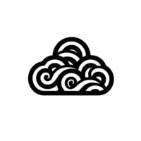 Artistic black and white cloud with intricate swirls, featuring shadows on a light grey background. vector