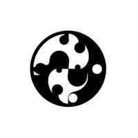 A stylized yinyang symbol featuring abstract, curved shapes with circular and dot accents on a contrasting black and white background. vector