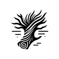 Abstract minimalist tree of life design, striking black white symbolic artwork. vector