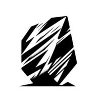 Abstract geometric art in black and white, a stylized rock formation with sharp angles and a stippled texture gradient. vector
