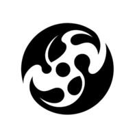 Intricate black and white circular featuring swirling shapes and stylized orbs within a circle. vector