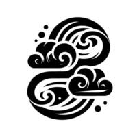 Abstract black and white swirling design, resembling clouds and waves, on a clean white background. vector