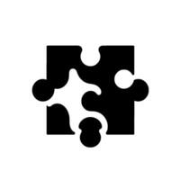 A modern, black and white puzzle piece icon, with smooth edges, set on a solid white background. vector