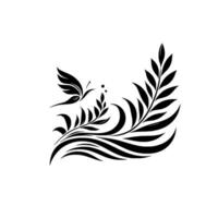 Elegant black white graphic a stylized butterfly hovers over floral elements, creating a symmetrical on a pristine white backdrop. vector