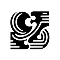 Intricate black white design curved lines, geometric shapes, and decorative elements in a symmetrical composition on a white background. vector