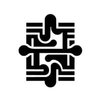 Abstract geometric composition a symmetrical black and white design, intricate mazelike shapes and lines forming an elegant emblem. vector