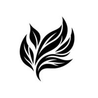 Elegant black leaf arrangement on white background, stylized botanical design, floral emblem, simple and modern. vector