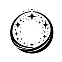Black and white minimalist of a circle and stars. a stylish, modern design. vector