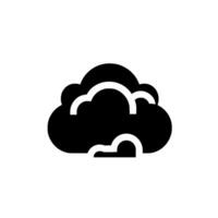 Bold black cloud icon, with stylized white cloud detail. centered, minimalist against a pale neutral background. ideal for weatherrelated or technologyfocused applications. vector