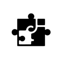Black and white puzzle with one piece fitting into place on a white background with a slight shadow vector