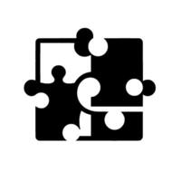 A minimalist black and white illustration featuring an almost complete jigsaw puzzle with textured details and a subtle shadow. vector