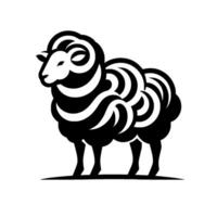 Minimalist black and white ram illustration bold depicting a ram in striking lines and shapes with a clean aesthetic. vector
