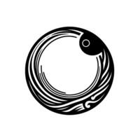 Artistic ouroboros a black and white circular depicting a fish consuming its tail, symbolic of eternal cycles. vector