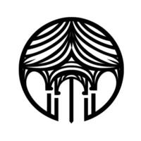Circular abstract architectural in black and white, showcasing a stylized gothic portal. vector