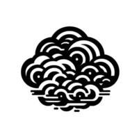 Abstract monochrome cloudlike composed of layered semicircles, concentric circles, and curved lines on a white background. vector
