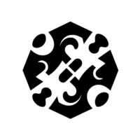 Abstract geometric design black and white, intricate pattern composed of organic shapes, inside a polygonal frame. vector