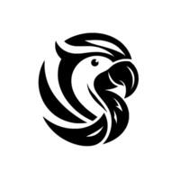 Monochrome parrot design a stylized black and white illustration of a parrot head, crafted with smooth curves and modern lines. vector