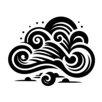 Intricate black and white cloud featuring swirling patterns and elegant decorative elements on a white background. vector