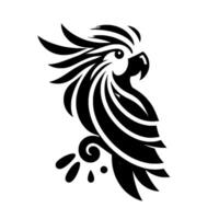Minimalist black and white crest of an elegant cockatoo bird, emphasizing form, and geometric composition. vector