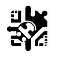 Abstract black and white circuit board with geometric and organic shapes. vector