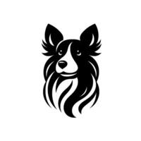 Monochromatic border collie portrait minimalist illustration with stylized fur and white background, perfect for branding and designs. vector