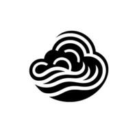 Abstract black white cloudlike featuring curving lines, overlapping shapes, and a simple shadow on a white backdrop. vector