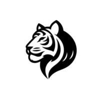Bold black and white silhouette of a tigers head in profile, modern with a clean minimalist style vector